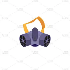 危险面罩和呼吸防护口罩.防护装备不受化学生物危害或在白色背景上隔离的具有放射性的扁平矢量图解的危害.