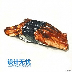 鳗鱼寿司 日式手绘餐饮美食料理插画JPG...
