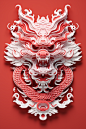 龙头中国风喜庆龙剪纸图案背景图