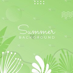 夏季销售横幅与花卉和热带树叶背景，彩色设计的横幅，传单，邀请，海报，网站或贺卡。社交媒体帖子模板，矢