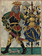老阿姨在看着你的照片 - 微相册，【Livro do Armeiro-Mor】《国王的武装》，由“葡萄牙的曼努埃尔一世” 于1506年 委托工匠绘制的"泥金装饰手抄本"，记录了葡萄牙和一些欧洲国家的国王、骑士的武装形象以及纹章，华丽无比。这本精美的书完成于1509年，但第一次出版却是在几百年后的1956年。http://digitarq.arquivos.pt/viewer?id=4162406
#Heraldry#