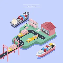 s0398-仓储物流运输快递科技未来智能应用AI矢量插画设计2.5D素材-淘宝网