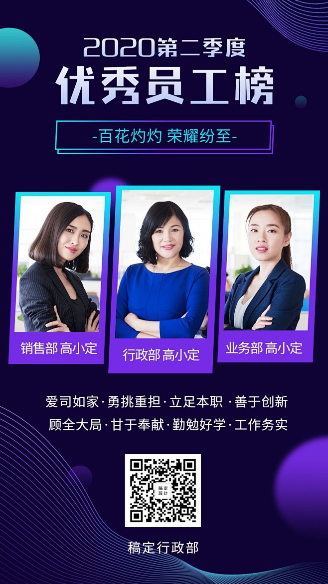 企业优秀员工表彰海报