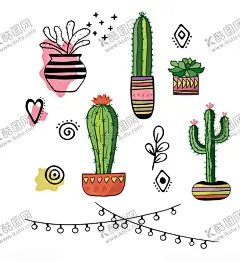 扁平风盆栽绿植矢量元素 【酷图网】盆栽,盆栽插画,绿植,绿植元素,仙人掌盆栽,扁平风插画,卡通插画,手绘插画,插画设计,矢量元素,元素设计