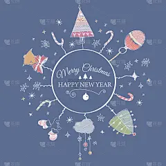 圣诞快乐电子贺卡模板。矢量插图。