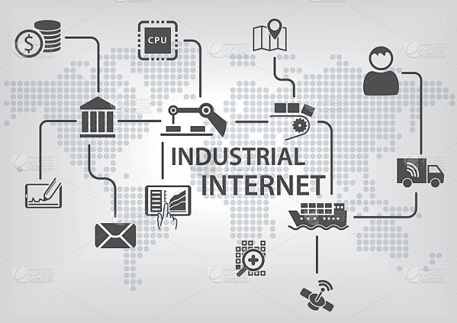工业互联网(物联网)概念与世界地图和工艺...