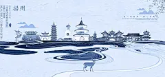【源文件下载】背景板 活动展板 旅游 扬州 瘦西湖 地标 风景 建筑 线稿 景点