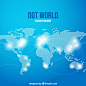 Dot world conection map with blue background Free Vector