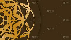 棕色旗帜模板与黄金饰品和文本空间