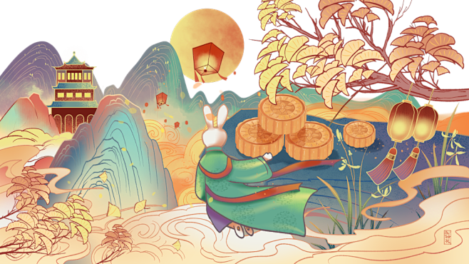 中秋主题中秋节兔子玉兔免抠元素