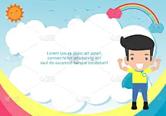 超级英雄孩子的背景，模板的广告小册子，您的文本，可爱的小超级英雄儿童，儿童和框架，儿童和框架，矢量插