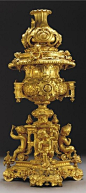 A LARGE RENAISSANCE STYLE GILT-BRONZE CENTERPIECE FRENCH, CIRCA 1880, FORMERLY AN OIL LAMP