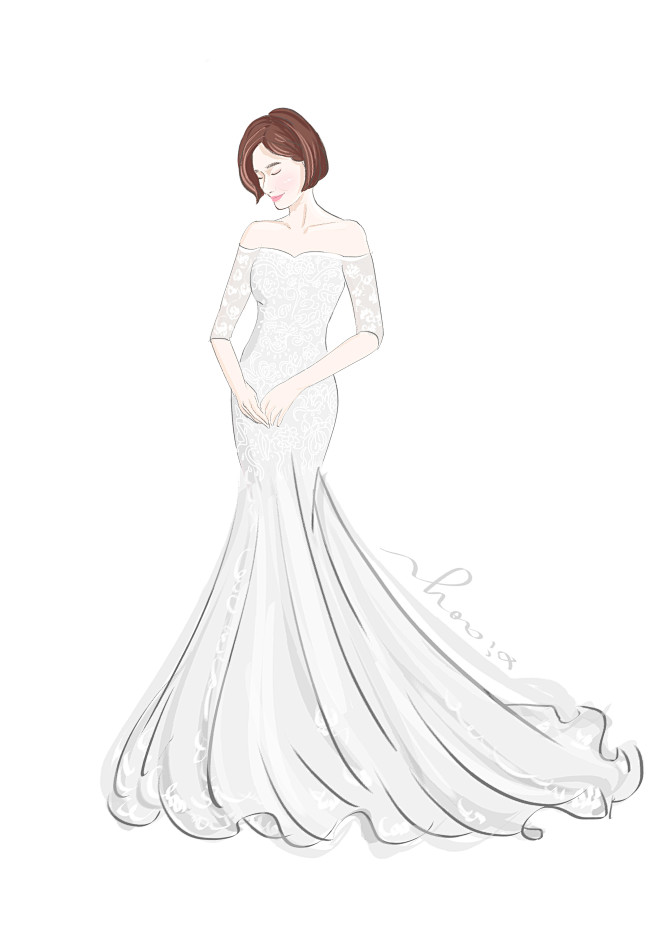 可爱插画手绘漫画婚纱照