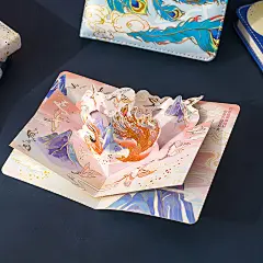 中国风全彩立体扉页烫金手帐本PU磁扣本学生复古网红手账本ins古风笔记本本子记事本立体贺卡节日生日礼物-tmall.com天猫