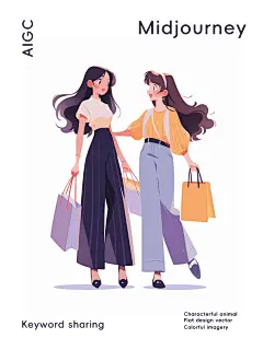 咒语分享✨UI扁平风电商插画和闺蜜逛街 - 小红书