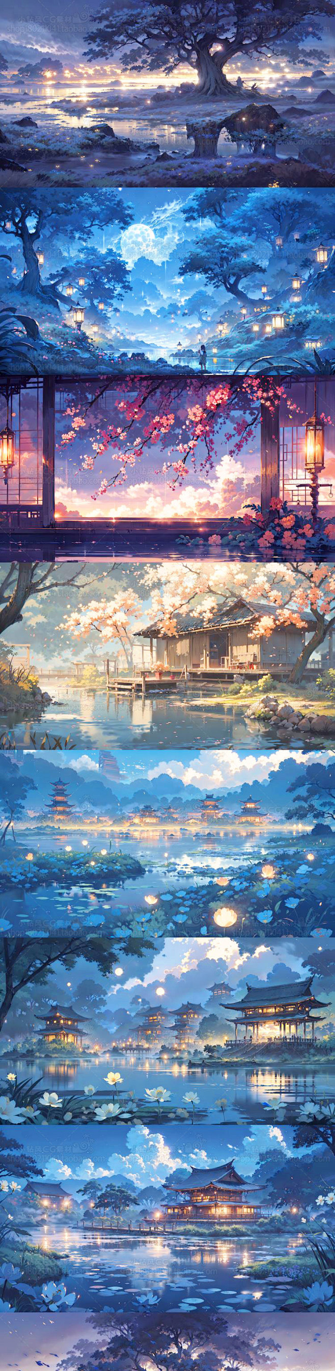 AI唯美古风场景概念设计素材 背景绘画临...
