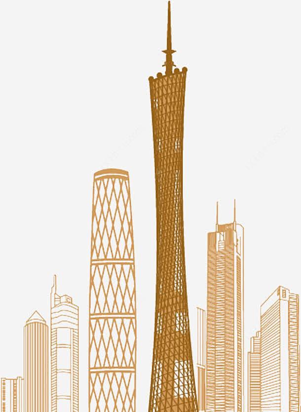 广州小蛮腰线描高清素材 免费下载 城市剪...