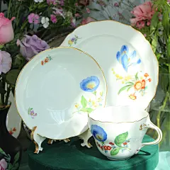 现货欧洲vintage收藏 德国meissen梅森手绘牵牛花花簇 大杯三件组-淘宝网