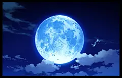 清新月球手绘插画壁纸桌面 スーパームーン。CR.mocha(comic.pixiv.net)