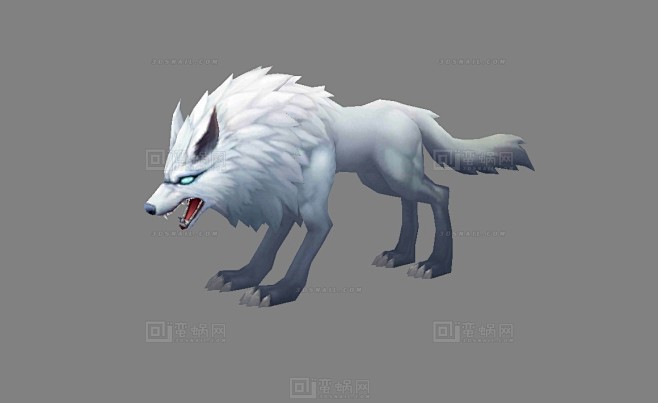 手绘雪狼白狼王白狼坐骑幽灵狼霜狼怪兽boss狼妖综合模型蛮蜗网