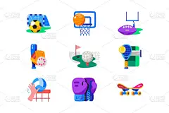体育锻炼的标志.各种与体育有关的矢量图标概念