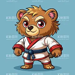 穿白色战斗服的拟人棕熊  - 源文件下载【酷图网】灰熊,灰熊素材,灰熊插图,矢量灰熊,战斗服,比赛服装,矢量图,插图,海报,广告素材,野生动物