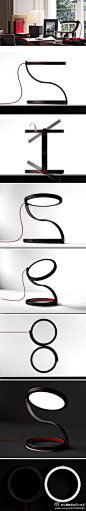 8 light台灯——韩国设计师 Dongsung Jung的作品 8 light，以数字“8”为灵感，上下两个轻薄的圆盘分别是灯泡和底座，位置和角度都可随意调试。上面的圆盘如果连接了智能手机，还能充当触摸屏。其灯柱也采用圆滑的曲线形状，能够精确贴合两个圆盘，甚至将台灯整体收合成一个“8”字的平面。