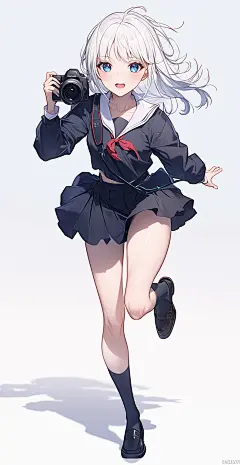 拿着相机的女孩 二次元 卡通人物 相机 少女3