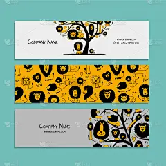 狮子,式样,幽默,可爱的,商务,请柬,家庭,野生动物,模板