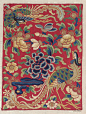 Fragment of embroidered panel from a skirt (qun)