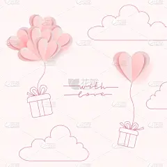 贺卡,情人节,概念,矢量,心型,天空,绘画插图,纸,时尚,艺术