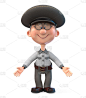 一个戴着帽子的有趣男孩的3d插图