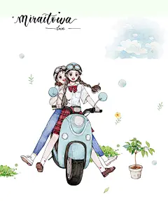 水彩手绘情侣少女_官官an__插画师作品_涂鸦王国gracg.com