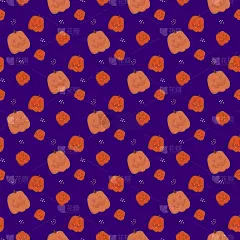 万圣节无缝模式。橙色可爱的南瓜杰克节日万圣节在黑暗的背景。矢量插图设计，装饰，打印，壁纸和纺织品