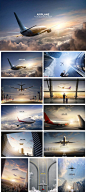 飞机航空日天空城市全球商务展板创意psd元素海报模板素材设计-淘宝网