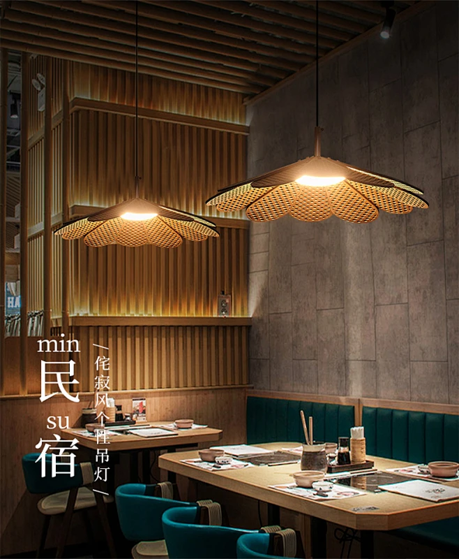 侘寂风日式吊灯复古花瓣实木餐厅灯创意民宿禅意茶室火锅店吧台灯-淘宝网-花瓣网