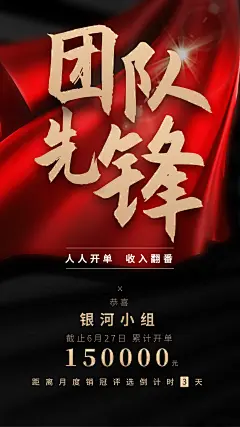 金融保险月底冲刺团队先锋竖版海报