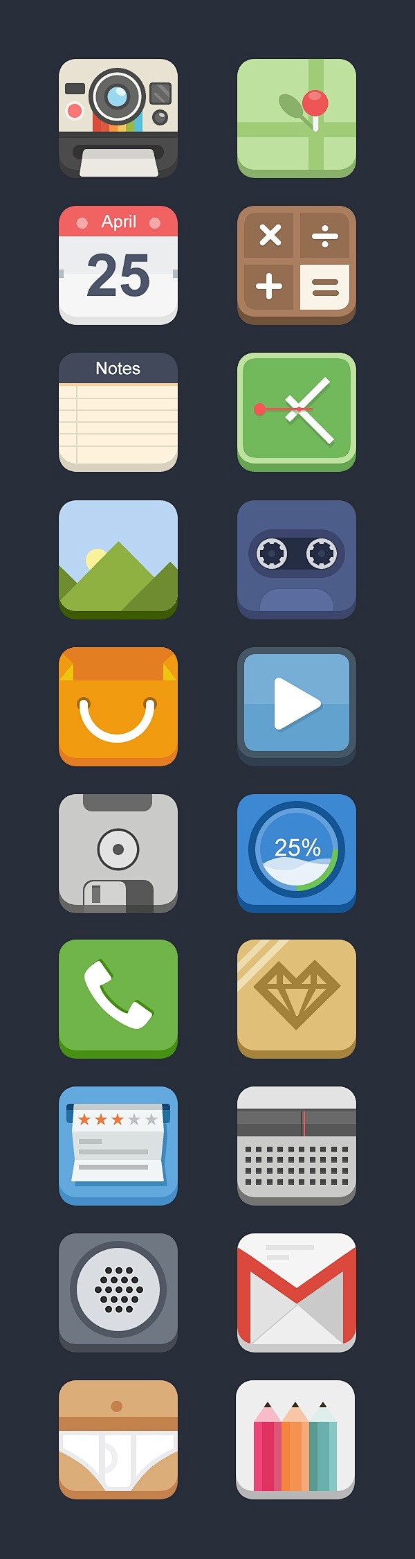 3D Flat Icons by Blu...