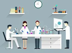 一个正在做化学实验的实验室矢量插画