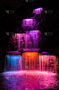 瀑布,多色的,垂直画幅,水,台阶,夜晚,无人,户外,流水,2015年