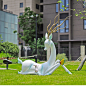 玻璃钢抽象梅花鹿雕塑摆件售楼部处草坪草地美陈小区园林景观装饰-淘宝网