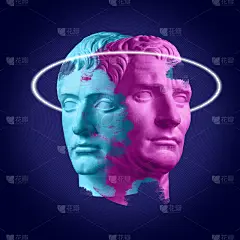 带有古代维纳斯半身像的现代概念艺术海报。当代艺术的拼贴画。