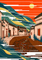 The Study of Ancient Towns in China : Illustrations and art prints about ancient towns in China. Combining some traditional Chinese painting elements with a modern digital illustration style.