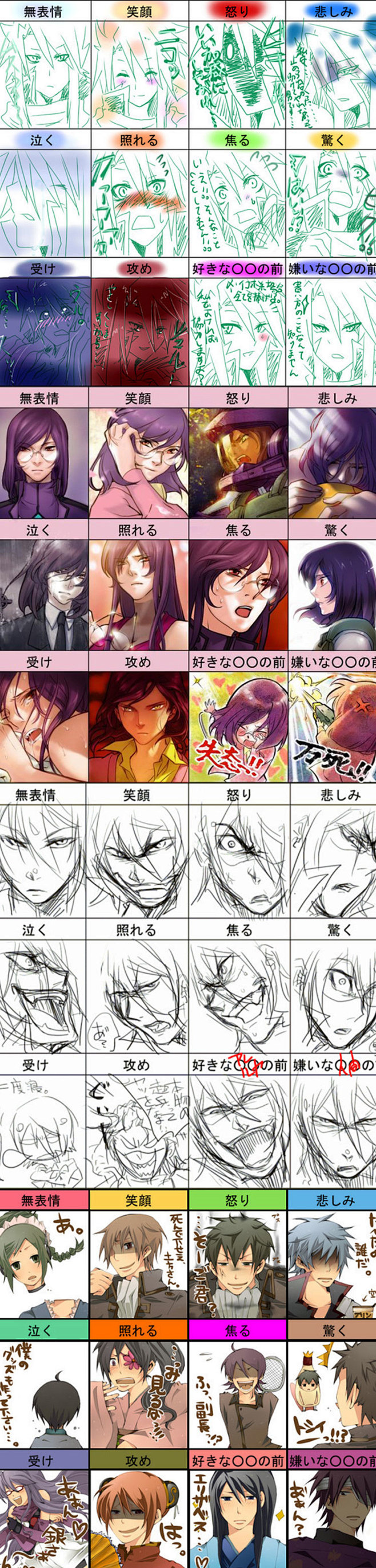 776 日式漫画动漫原画角色五官头像表情...
