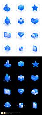 蓝色科技光感创意3D立体UI组件大屏图标icon