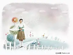 天使翅膀的女孩插画PSD|PSD分层素材|PSD素材|白云|背景|插画|翅膀|房子|广告模板|梦幻|梦幻背景|女孩|女人|女性|青春|人物PS分层素材_韩国美女|人物PS分层素材_韩国美女系列|少女|手绘|手绘背景|手绘风景|天使|天使翅膀的女孩|围栏|小鸟|心形|源文件库