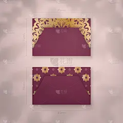 像样的勃艮第名片与复古黄金装饰为您的联系人。