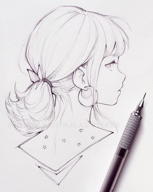 一组少女铅笔线稿人物头像手绘作品
ins...