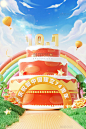国庆节3D立体10.1蛋糕庆祝国庆场景图片_潮国创意