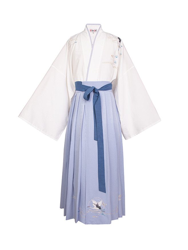 重回汉唐云中月交领上衣宋制百迭裙套装汉服.